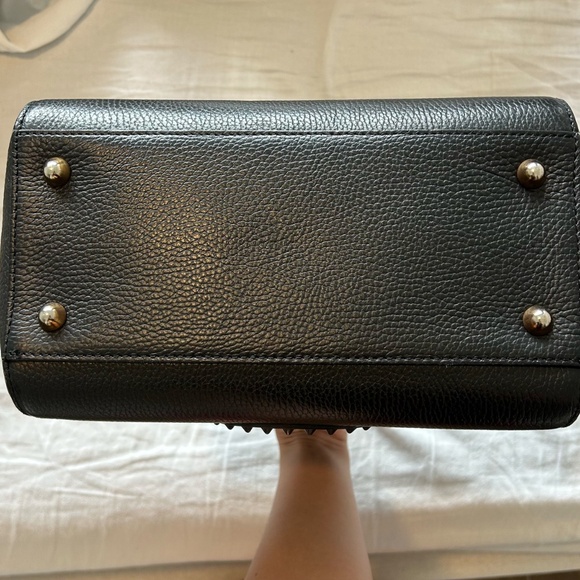 Valentino | Minimi Rock Leather Studded Satchel | Black | Top Handle Bag - Picture 5 of 8